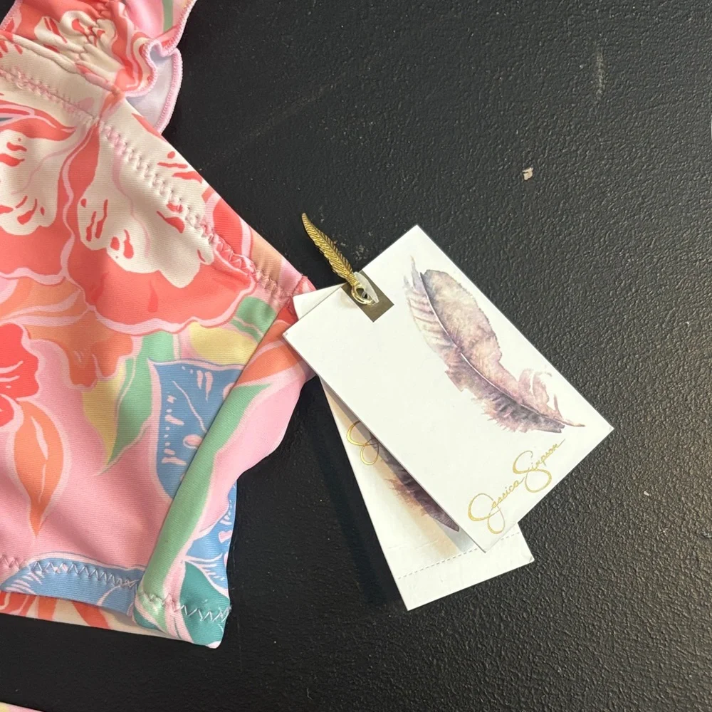 Jessica Simpson Pink and Blue Floral Bikini - Picture 2 of 6